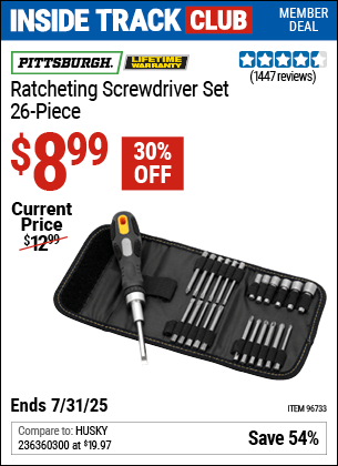 Harbor Freight Coupons, HF Coupons, 20% off - 26 Piece Ratchet Screwdriver Set