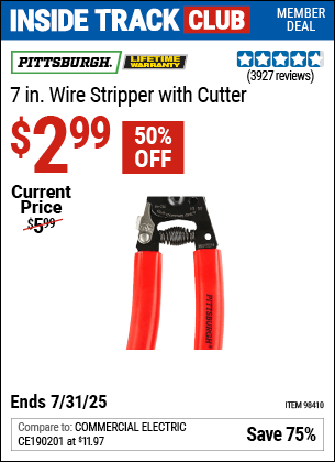 Harbor Freight Coupons, HF Coupons, 20% off - PITTSBURGH 7 in. Wire Stripper with Cutter for $2.99