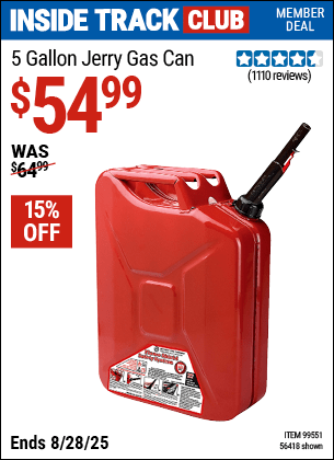 Harbor Freight Coupons, HF Coupons, 20% off - 5 Gallon Jerry Gas Can