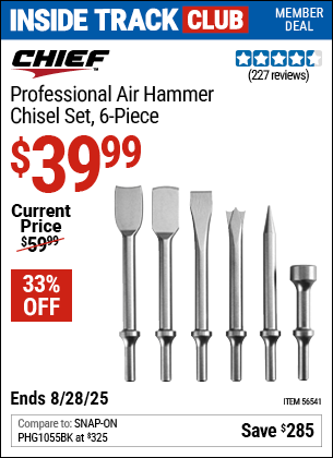 Harbor Freight Coupons, HF Coupons, 20% off - Professional 6 Pc. Air Hammer Chisel Set