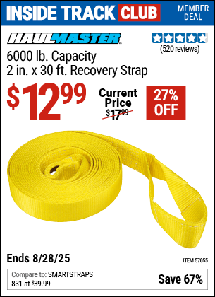 Harbor Freight Coupons, HF Coupons, 20% off - 6000 lb. Capacity 2 in. x 30 ft. Recovery Strap