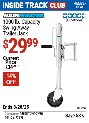 Harbor Freight Coupons, HF Coupons, 20% off - HAUL-MASTER 1000 lb. Swing-Back Bolt-On Trailer Jack for $27.99