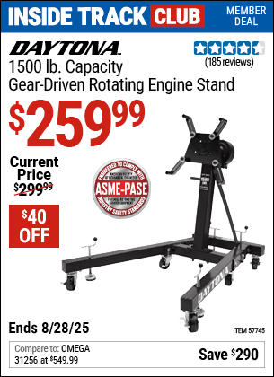 Harbor Freight Coupons, HF Coupons, 20% off - DAYTONA 1500 lb. Capacity Gear Driven Rotating Engine Stand for $259.99