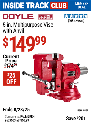 Harbor Freight Coupons, HF Coupons, 20% off - DOYLE 5 in. Multi-Purpose Vise with Anvil for $149.99