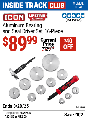 Harbor Freight Coupons, HF Coupons, 20% off - ICON Aluminum Bearing and Seal Driver Set for $89.99
