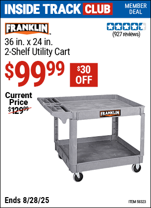 Harbor Freight Coupons, HF Coupons, 20% off - FRANKLIN 36 in. x 24 in. Polypropylene Industrial Service Cart 