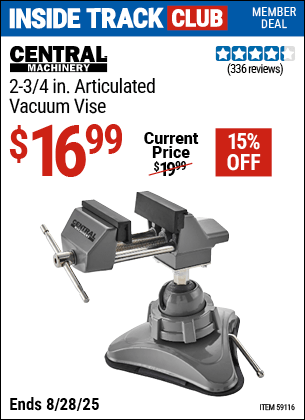 Harbor Freight Coupons, HF Coupons, 20% off - CENTRAL MACHINERY 2-3/4 in. Articulated Vacuum Vise for $14.99