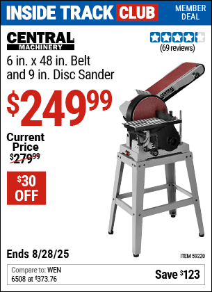 Harbor Freight Coupons, HF Coupons, 20% off - CENTRAL MACHINERY 6 in. x 48 in. Belt and 9 in. Disc Sander for $269.99