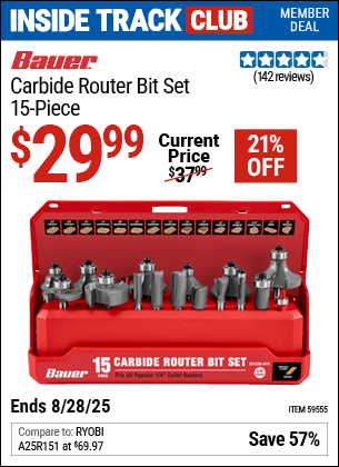 Harbor Freight Coupons, HF Coupons, 20% off - BAUER Carbide Router Bit Set 