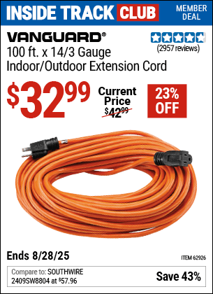 Harbor Freight Coupons, HF Coupons, 20% off - 100 Ft. X 14 Gauge Indoor/outdoor Extension Cord