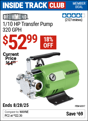 Harbor Freight Coupons, HF Coupons, 20% off - 1/10 Hp Transfer Pump