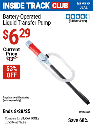 Harbor Freight Coupons, HF Coupons, 20% off - Battery Operated Liquid Transfer Pump