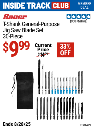 Harbor Freight Coupons, HF Coupons, 20% off - 30 Piece T-shank All Purpose Jigsaw Blade Assortment