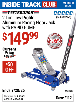 Harbor Freight Coupons, HF Coupons, 20% off - Rapid Pump 2 Ton Low Profile Aluminum Floor Jack