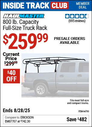 Harbor Freight Coupons, HF Coupons, 20% off - HAUL-MASTER 800 Lbs. Capacity Full Size Truck Rack for $229.99