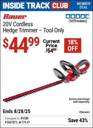 Harbor Freight Coupons, HF Coupons, 20% off - Bauer 20 Volt Lithium Cordless 20