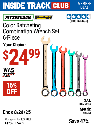 Harbor Freight Coupons, HF Coupons, 20% off - 6 Piece Color Combination Ratcheting Wrench Sets