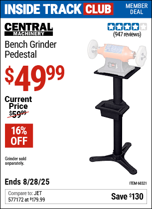 Harbor Freight Coupons, HF Coupons, 20% off - Heavy Duty Bench Grinder Pedestal