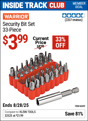 Harbor Freight Coupons, HF Coupons, 20% off - 33 Piece Security Bit Set