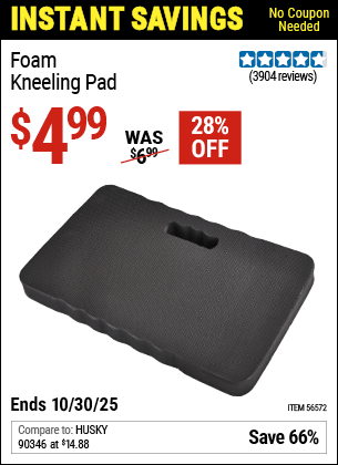 Harbor Freight Coupons, HF Coupons, 20% off - Heavy Duty Foam Kneeling Pad for $3.99