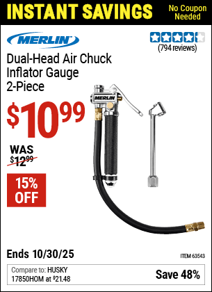 Harbor Freight Coupons, HF Coupons, 20% off - 2 Piece Dual Head Air Chuck Inflator Gauge