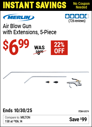 Harbor Freight Coupons, HF Coupons, 20% off - Merlin Air Blow Gun With 2 Ft. Extension