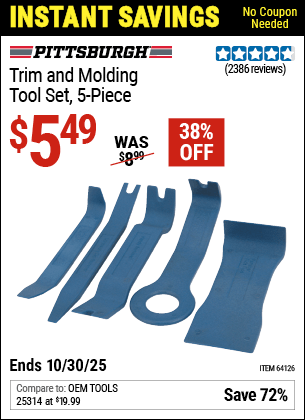 Harbor Freight Coupons, HF Coupons, 20% off - 5 Piece Trim And Molding Tool Set