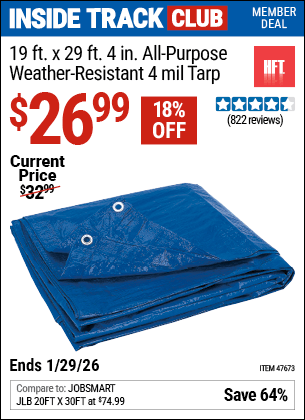 Harbor Freight Coupons, HF Coupons, 20% off - 19 ft. x 29 ft. 4 in. Blue All Purpose/Weather Resistant Tarp