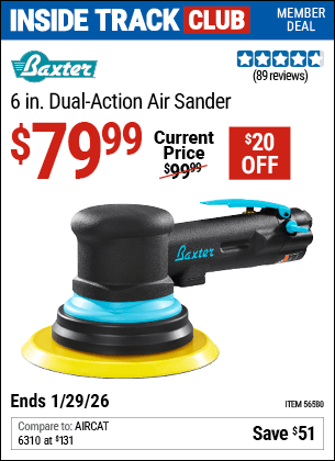 Harbor Freight Coupons, HF Coupons, 20% off - BAXTER 6 In. Dual Action Air Sander for $79.99