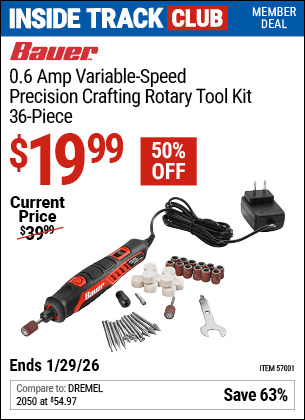 Harbor Freight Coupons, HF Coupons, 20% off - BAUER Variable Speed Precision Crafting Rotary Tool for $24.99