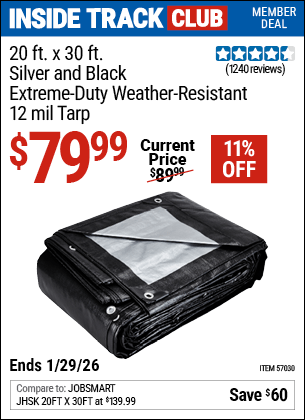 Harbor Freight Coupons, HF Coupons, 20% off - 20 Ft. X 30 Ft. Silver & Black Extreme Duty Weather Resistant Tarp