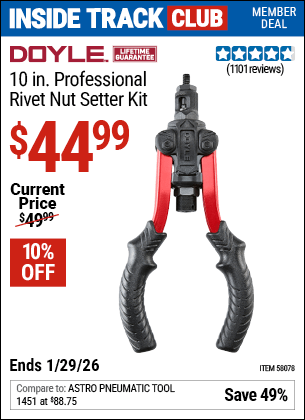 Harbor Freight Coupons, HF Coupons, 20% off - DOYLE 10 in. Professional Rivet Nut Setter Kit for $34.99