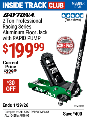 Harbor Freight Coupons, HF Coupons, 20% off - DAYTONA 2 Ton Professional Racing Series Aluminum Floor Jack for $169.99