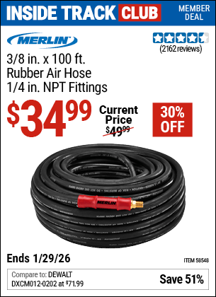 Harbor Freight Coupons, HF Coupons, 20% off - MERLIN 3/8 in. x 100 ft. Rubber Air Hose for $39.99