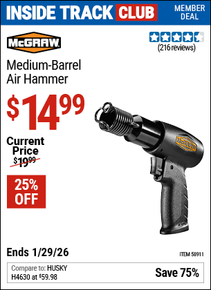 Harbor Freight Coupons, HF Coupons, 20% off - MCGRAW Medium Barrel Air Hammer for $15.99