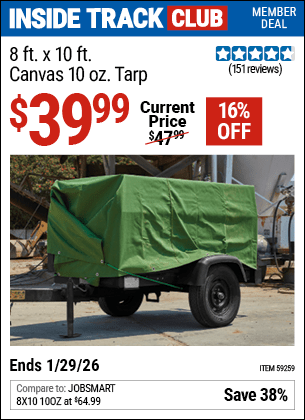 Harbor Freight Coupons, HF Coupons, 20% off - 8 ft. x 10 ft. Canvas Tarp for $34.99