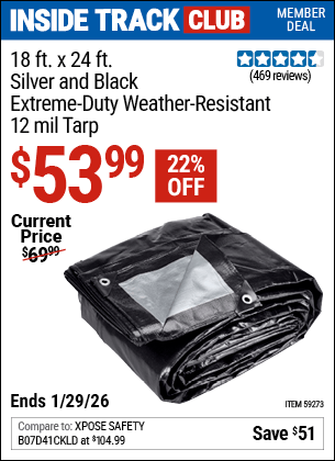 Harbor Freight Coupons, HF Coupons, 20% off - 18 ft. x 24 ft. Silver and Black Extreme Duty Weather Resistant Tarp for $54.99