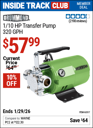 Harbor Freight Coupons, HF Coupons, 20% off - 1/10 Hp Transfer Pump