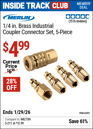 Harbor Freight Coupons, HF Coupons, 20% off - 5 Piece Brass Industrial Coupler Connector Kit
