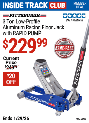 Harbor Freight Coupons, HF Coupons, 20% off - 3 ton Aluminum Rapid Pumpxc2xae Racing Floor Jack