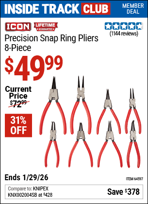 Harbor Freight Coupons, HF Coupons, 20% off - 8 Piece Precision Snap Ring Pliers Icon