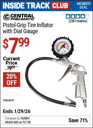 Harbor Freight Coupons, HF Coupons, 20% off - Pistol Grip Tire Inflator With Gauge
