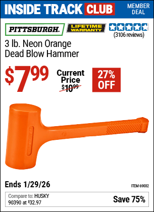 Harbor Freight Coupons, HF Coupons, 20% off - 3 Lb. Neon Dead Blow Hammer