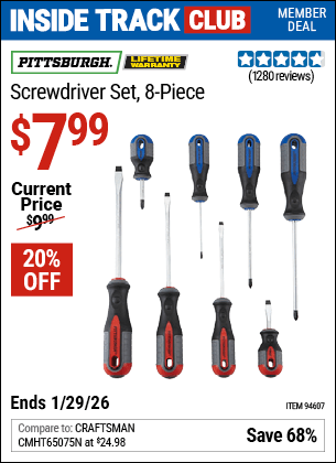 Harbor Freight Coupons, HF Coupons, 20% off - 8 Piece Professional Screwdriver Set