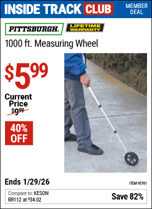 Harbor Freight Coupons, HF Coupons, 20% off - 1000 Ft. Measuring Wheel