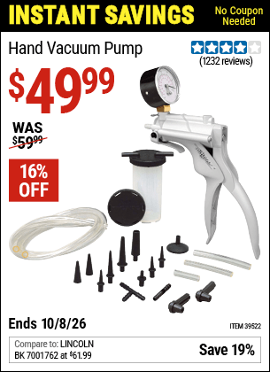 Harbor Freight Coupons, HF Coupons, 20% off - Vacuum Pump