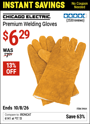 Harbor Freight Coupons, HF Coupons, 20% off - Premium Welding Gloves