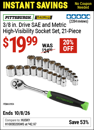 Harbor Freight Coupons, HF Coupons, 20% off - 21 Piece 3/8