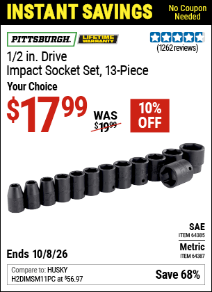 Harbor Freight Coupons, HF Coupons, 20% off - 13 Piece, 1/2