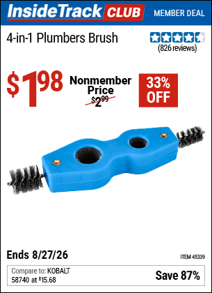 Harbor Freight Coupons, HF Coupons, 20% off - 4-in-1 Plumber's Brush